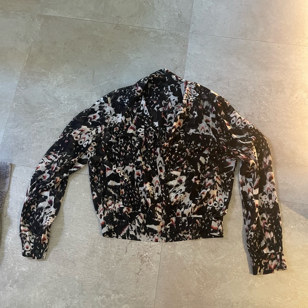 All Saints Women's Black Patterned Blouse size medium